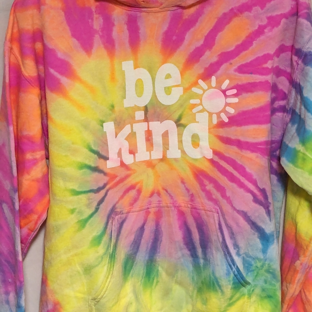 BE KIND Neon Tie-Dyed Hoodie